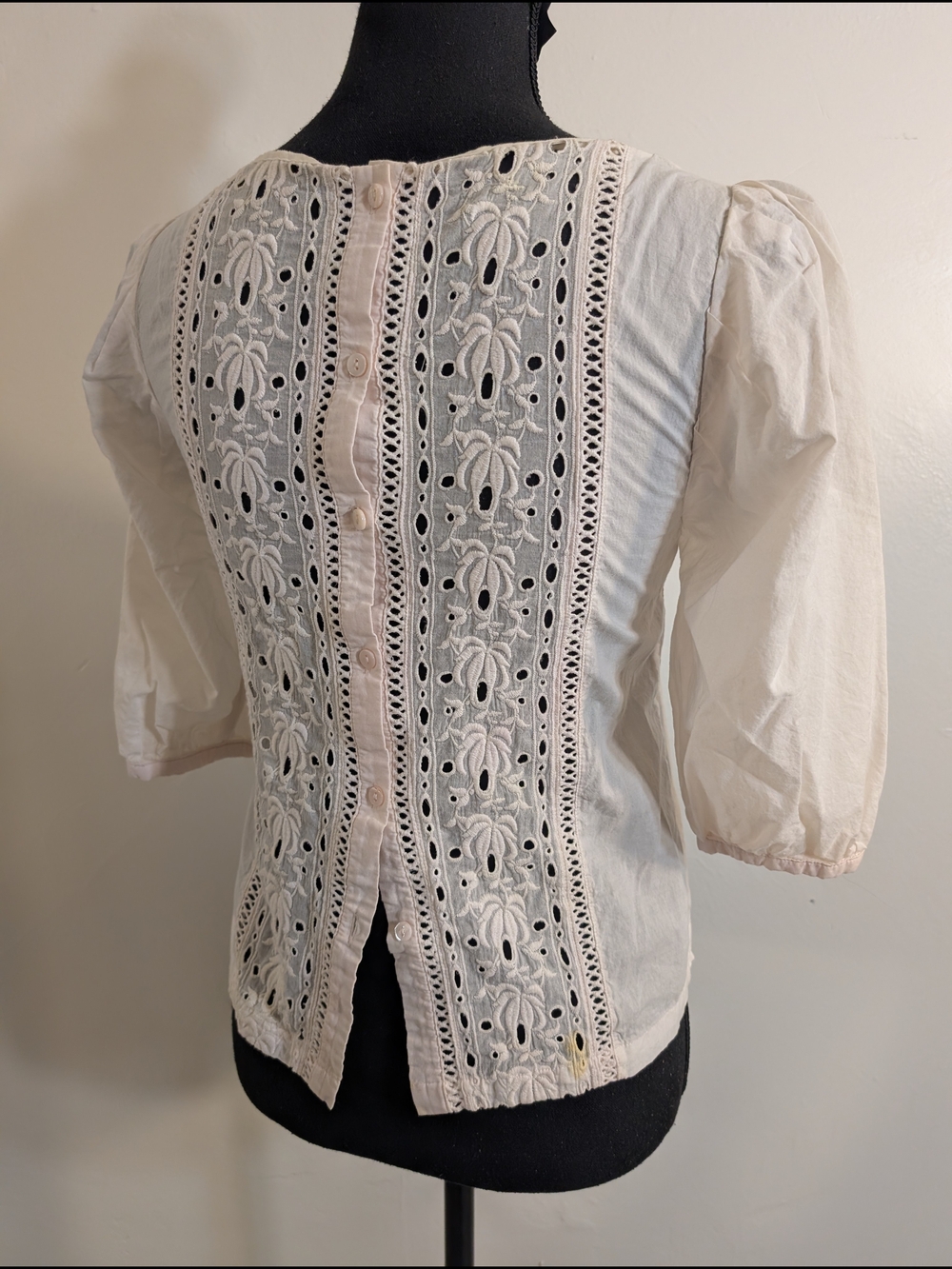 Bundle 3/$20 Women’s Cream Embroidered Button-Back Top